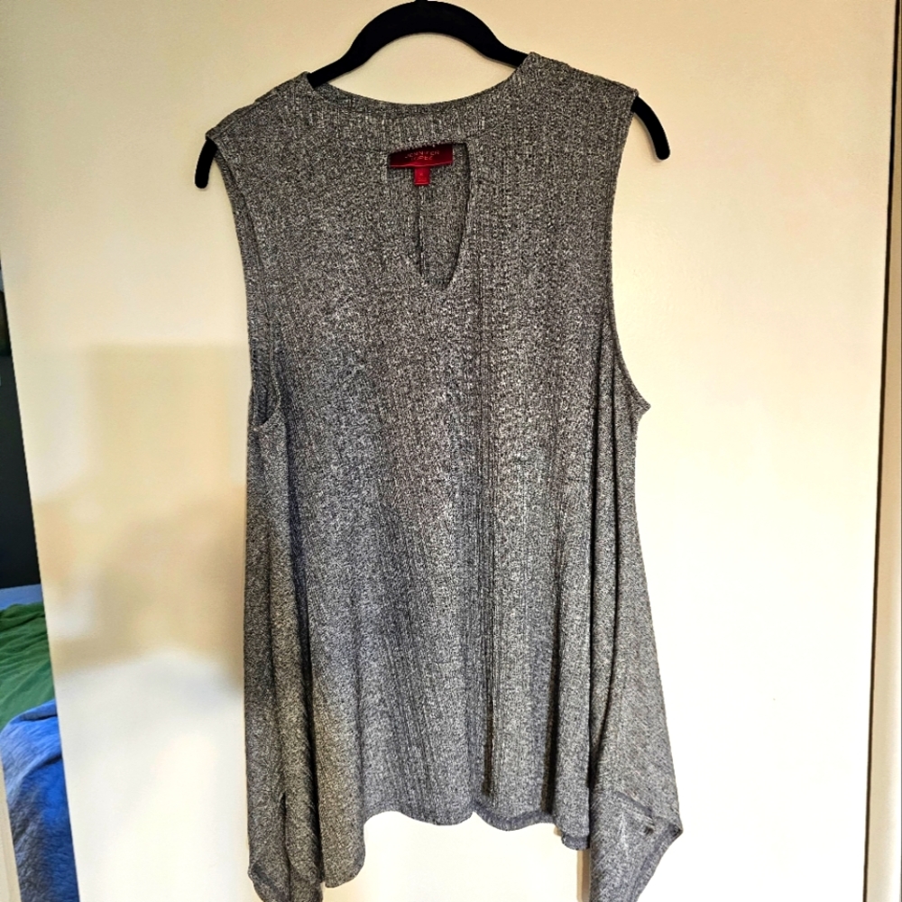 Jennifer Lopez Women's Gray XL Sleeveless Layering Keyhole Neckline Top